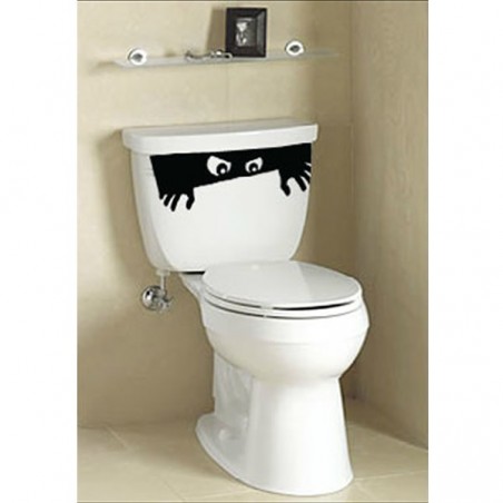 Stickers Toilette Wc Eyes Couleur Noir Finition Mat