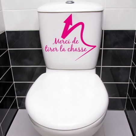 Stickers Toilette WC Merci De Tirer La Chasse Couleur Noir Finition Mat