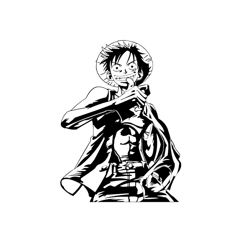 Stickers Monkey D. Luffy One Piece Couleur Noir Taille 10 cm