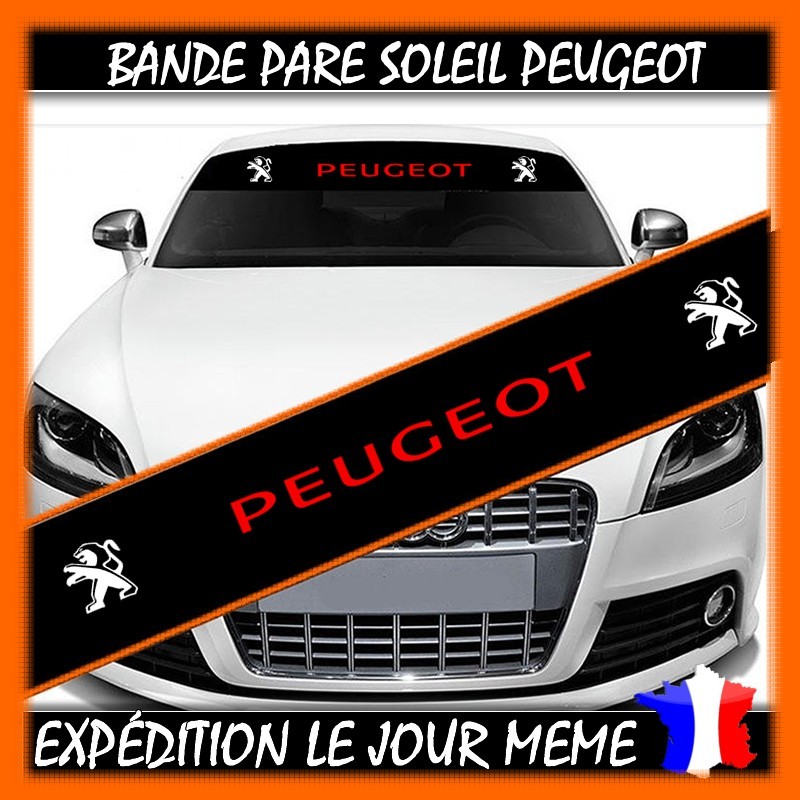 Bande Pare-Soleil Peugeot Sport Finition Brillant Bande Noir Texte/ Logo  Noir