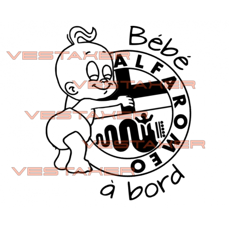 Autocollant "Bébé à Bord" Personnalisé ALFA ROMEO FILLE - Vinyle à Découper - Neuf