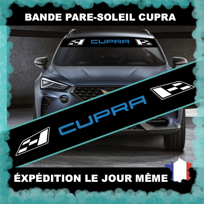 Bande Pare-Soleil Audi Quattro Finition Brillant Bande Noir Texte/ Logo Noir