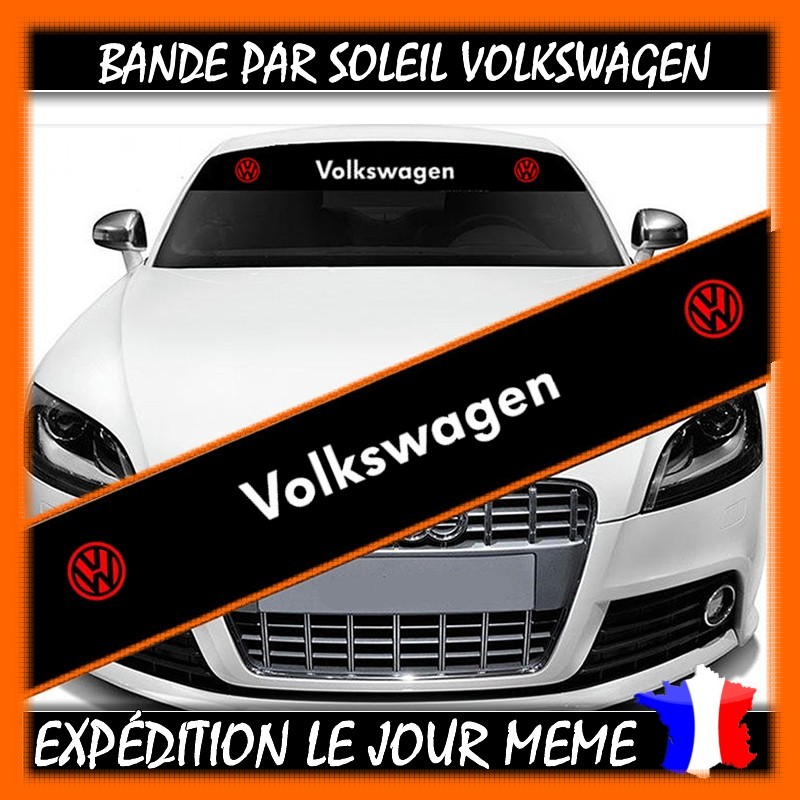 Bande Pare-Soleil Volkswagen Finition Brillant Bande Noir Texte/ Logo Noir