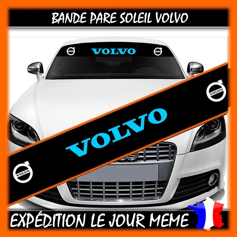Bande Pare-Soleil Volvo Finition Brillant Bande Noir Texte/ Logo Noir