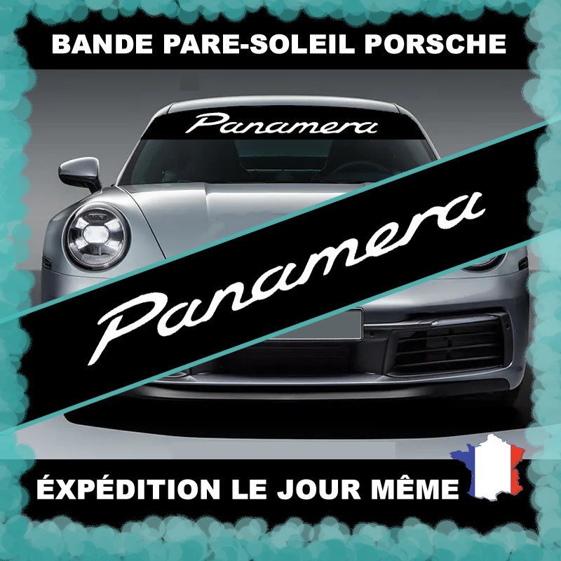 Bande pare-soleil PORSCHE PANAMERA Finition Brillant Bande Noir Texte/ Logo  Noir