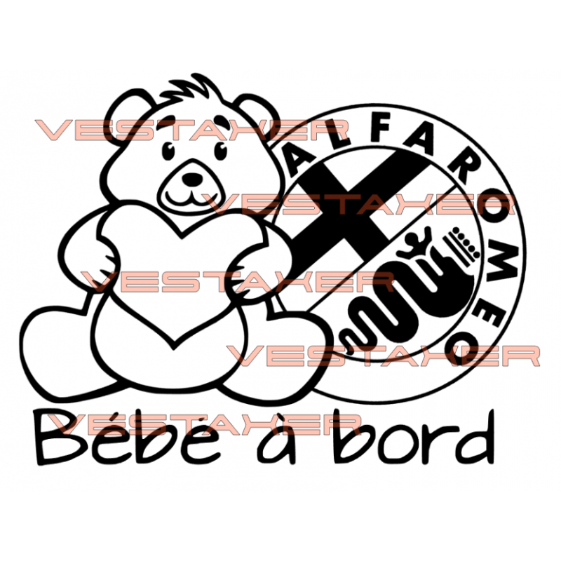 Bébé à Bord Alfa Roméo nounours Bébé à Bord Alfa Roméo nounours