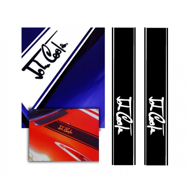 2 bandes de Capot Mini John Cooper avec liserets 2 bandes de Capot Mini John Cooper avec liserets